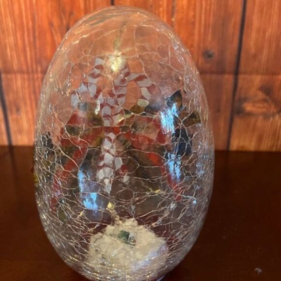 Cheerfull LED Light Up Holiday Decor Candy Cane & Pinecone Crackle Glass Egg - Picture 5 of 6